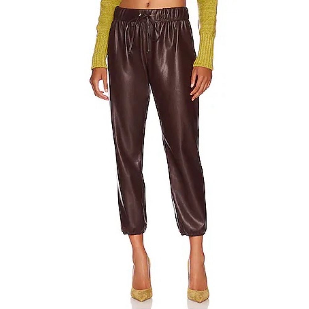 Enza Costa Vegan Leather Pull On Jogger Size Small NWT Chocolate Brown